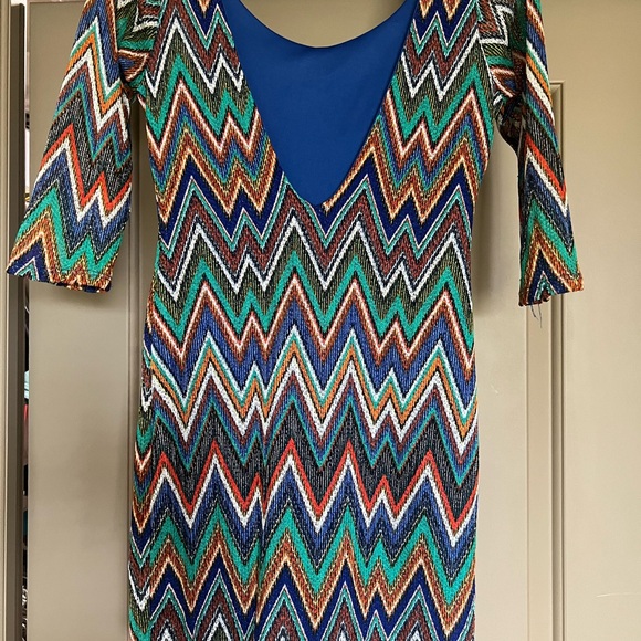 Multicolor Chevron Pattern Dress - Picture 4 of 5